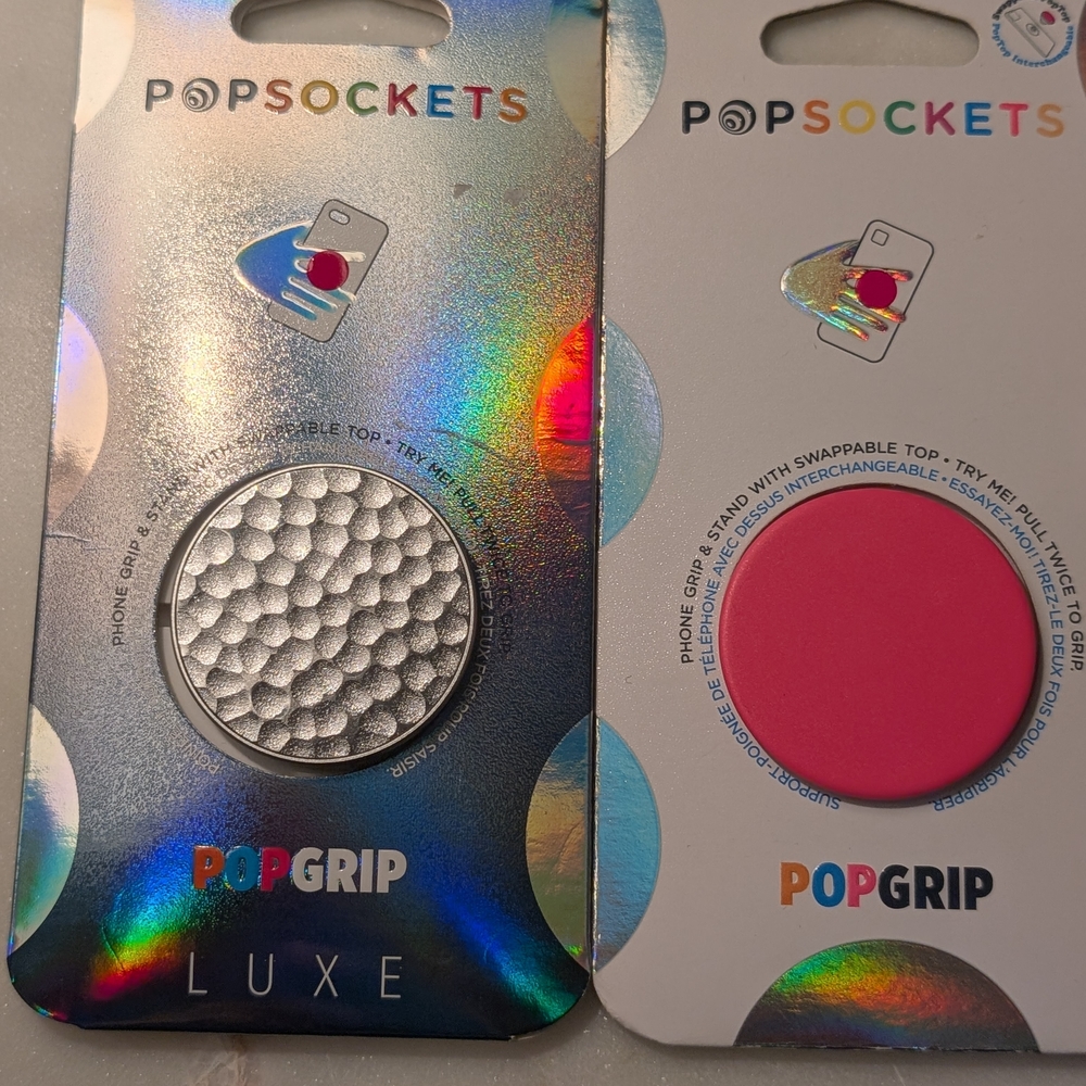 PopSocket PopGrip Luxe Silver and Pink